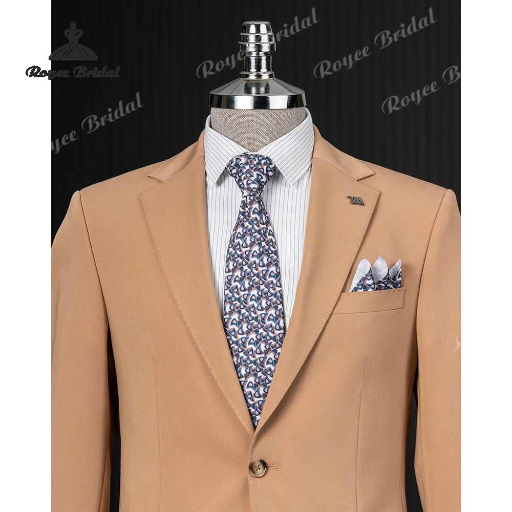 Orange Two Piece Single Breasted Notch Lapel Men's Wedding Suit 2026 Business Evening Suit Customized trajes para hombre