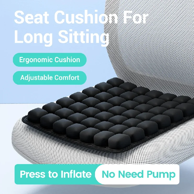 Solvath Adjustable Inflatable 3D Ergonomic Seat Cushion Anti Pressure Chair Pad Comfort Support for Long Time Sitting Office Car