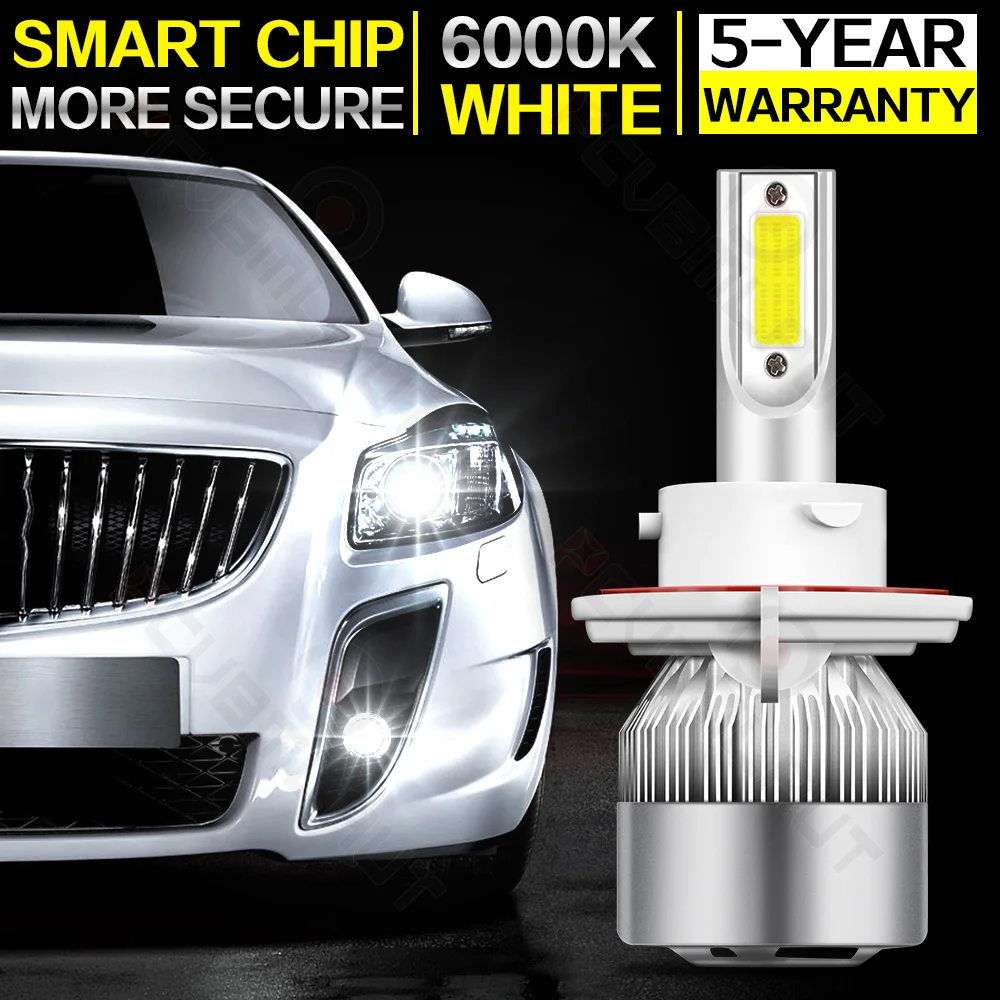 

CHUSYYRAY 2PCS Car lights 9008 Super Bright LED Headlights High Low Beam Fog Light Bulb White 6000K Minisize