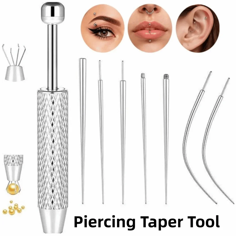 6/8/10/12pcs Stainless Steel Piercing Taper Tool Earring Applicator Professional Earring Applicator Piercing Kit