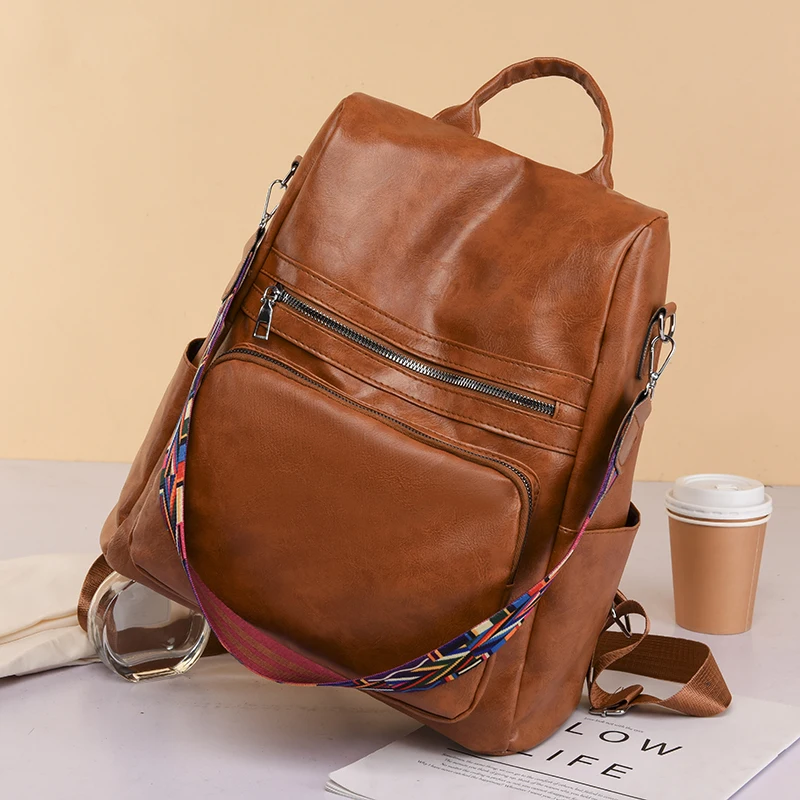 Women High Quality Leather Backpacks Vintage Female Shoulder Bag Travel Ladies Anti-theft Bagpack Mochilas School Bags for Girls