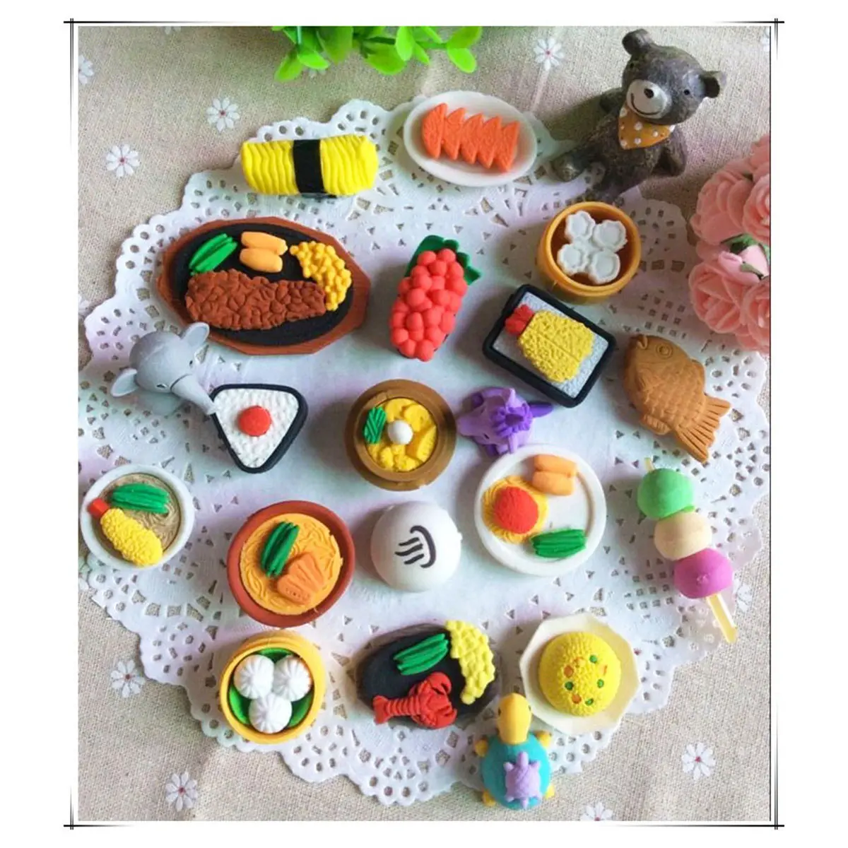 12Pcs Food Inspired Eraser Set Creative Snack Design for Vibrant Colors Erase Cleanly Perfect for School