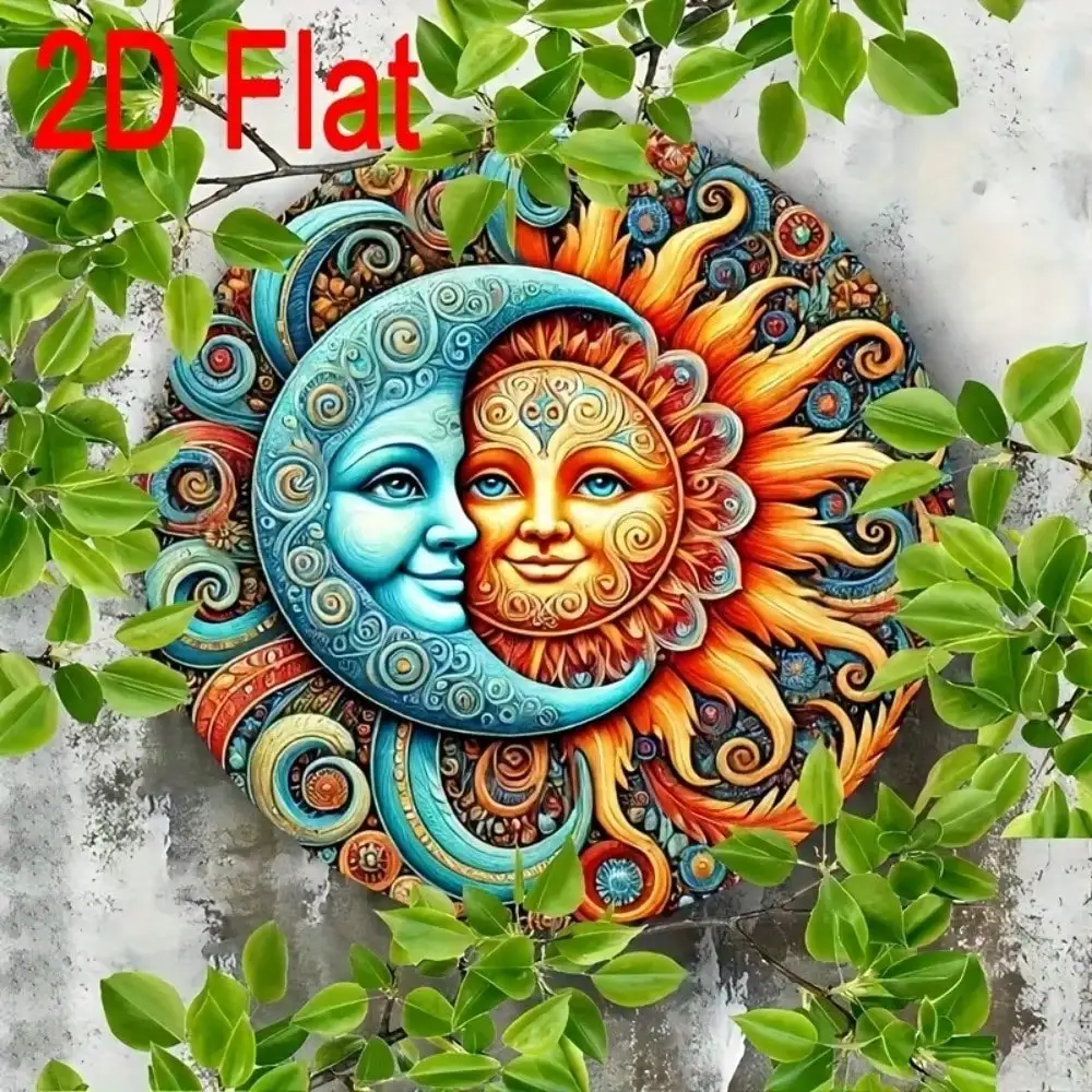 Brand Metal Wall Art Iron Sun Moon Decor Rustic Farmhouse Round Handmade Living Room Garden Cafe