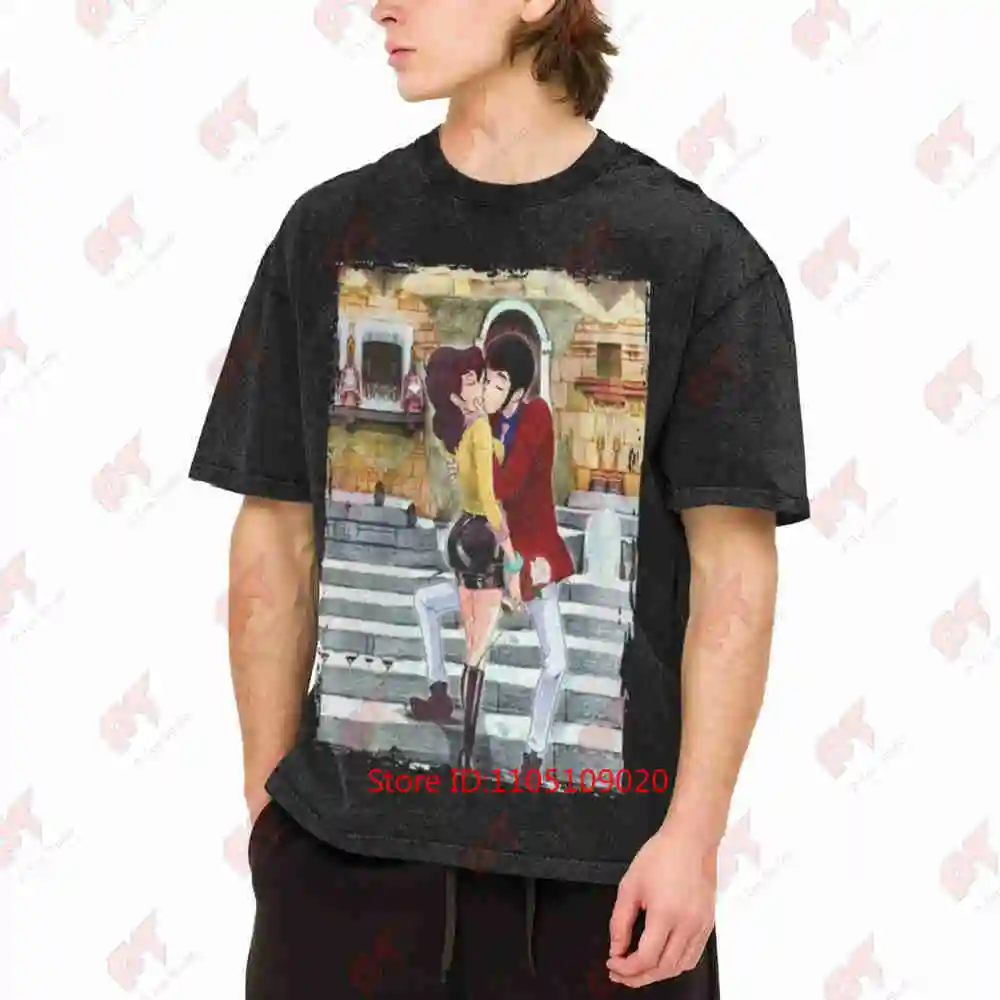 Lupin Fujiko Cartoon Anime Vintage Washed Tee Pure Cotton T-Shirt