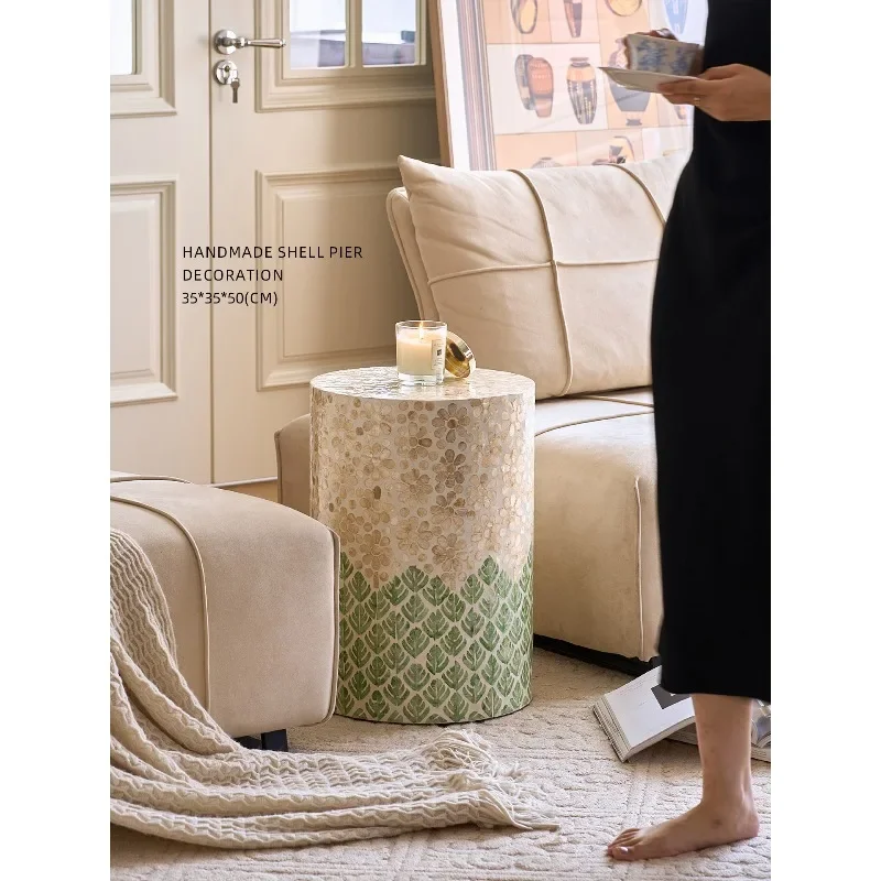 Miyu high-end art living room shell edge corner few designer sofa coffee table light luxury creative small coffee table