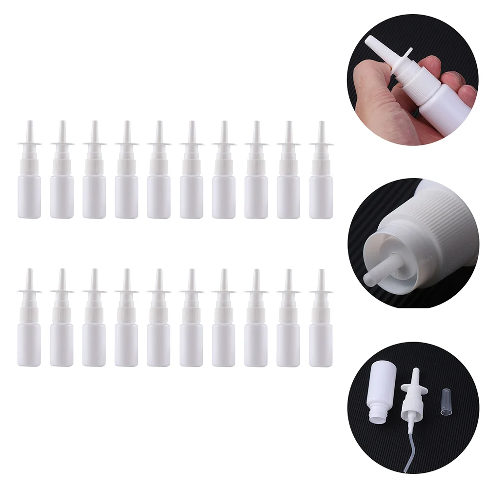 20 Pcs Nasal Spray Bottle Empty Transparent Plastic Sprayer Travel Container Fine Misting Throat Bottles Reusable Lightweight