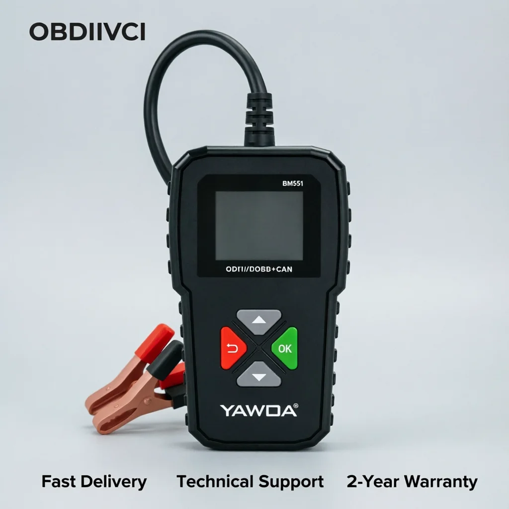 

OBDIIVCI Car Battery Tester Support BM551 6V 12V 24V CCA SOH SOC Waveform Color Screen Auto Start Test System Analyzer Car Tools