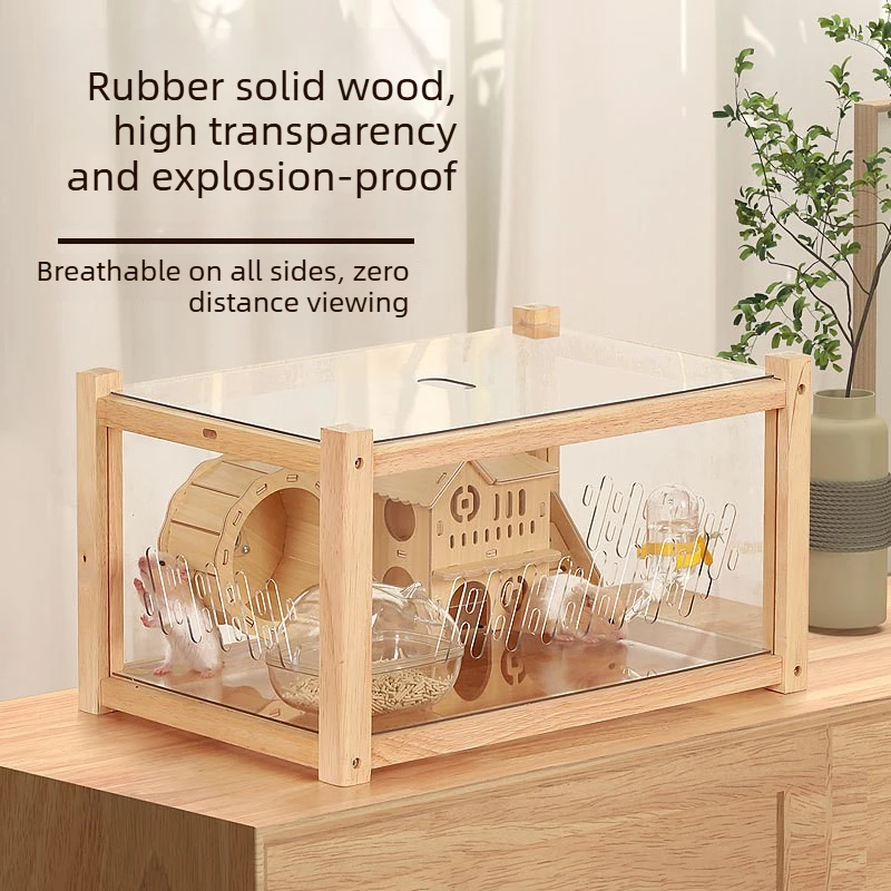 Wood Acrylic Landscaping Guinea Pig Accessories Hamster Accessories Hamster Cage Large Large Space Panoramic View Breeding House