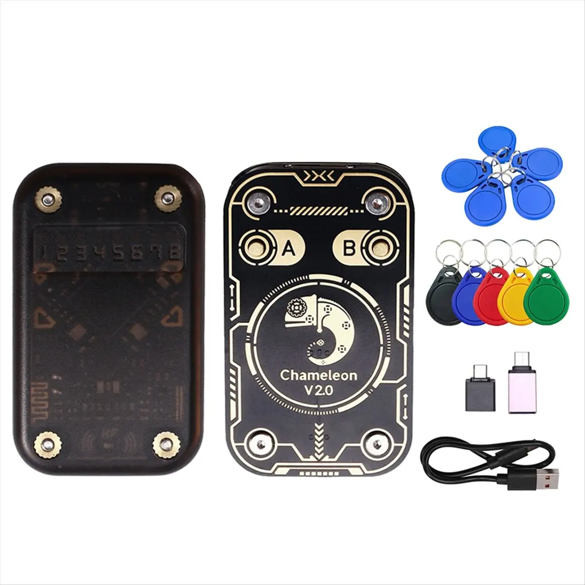 Chameleon V2.0 RFID Smart Chip Reader Emulator Chameleon NFC Duplicator+5xUID/CUID Keychain 125Khz 13.56Mhz Card Decode