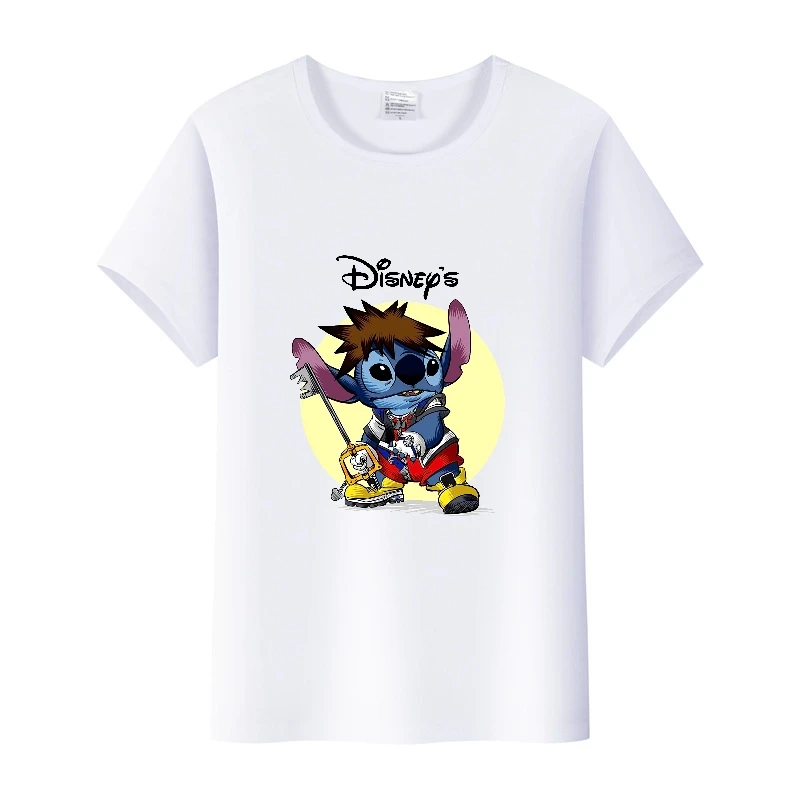 Vintage Disney Cartoon Blouses Lilo Stitch Manga Tops Mode Kind Tees Zomer T-Shirts Vrouw 2000S Kleding Gothic Wit Tshirt