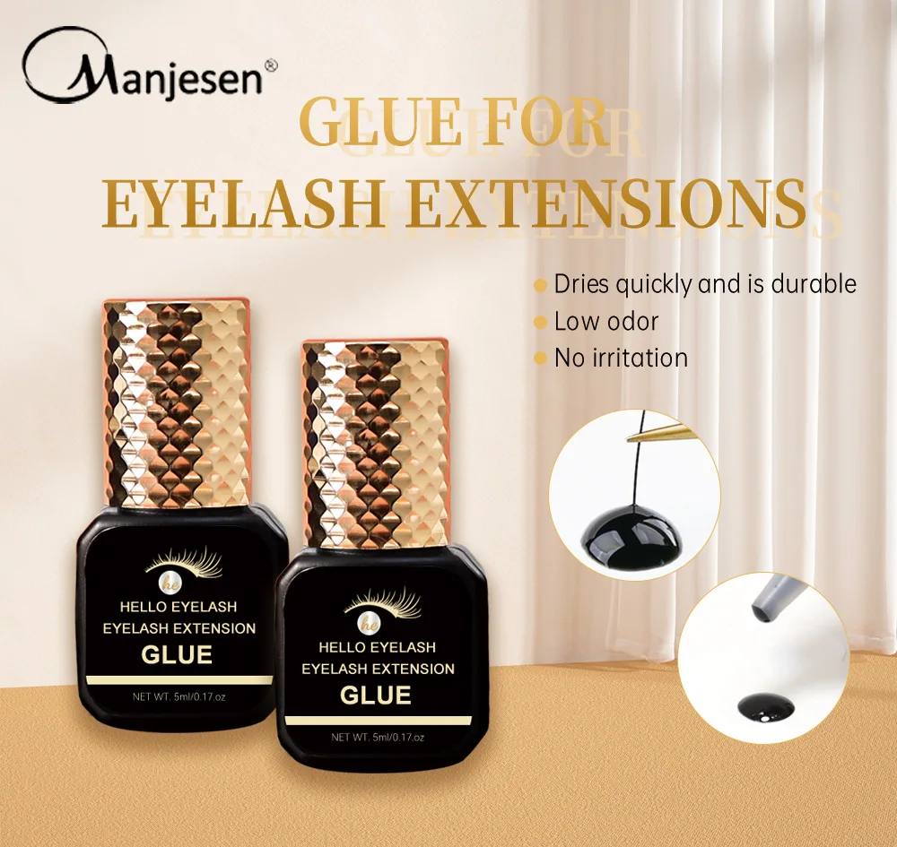 False Eyelash Extension Glue 5ml lash Glue Low Odor No Irritation Quick-Drying Long-Lasting Adhesive for Home Use Makeup Tools