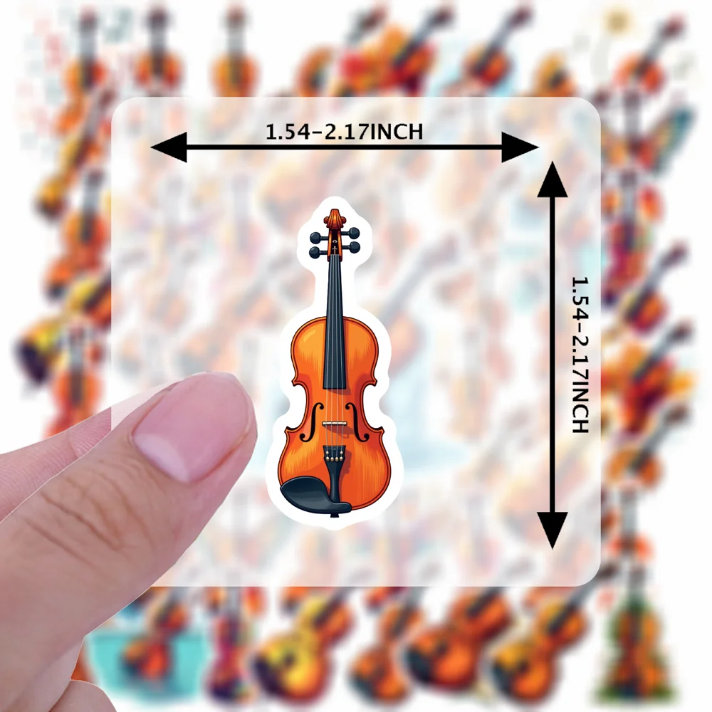 35pcs-70pcs Artistic Violin Stickers Cartoon Instruments Kids Stickers Toy PVC Sticker For Suitcase Fridge Phone Luggage DIY