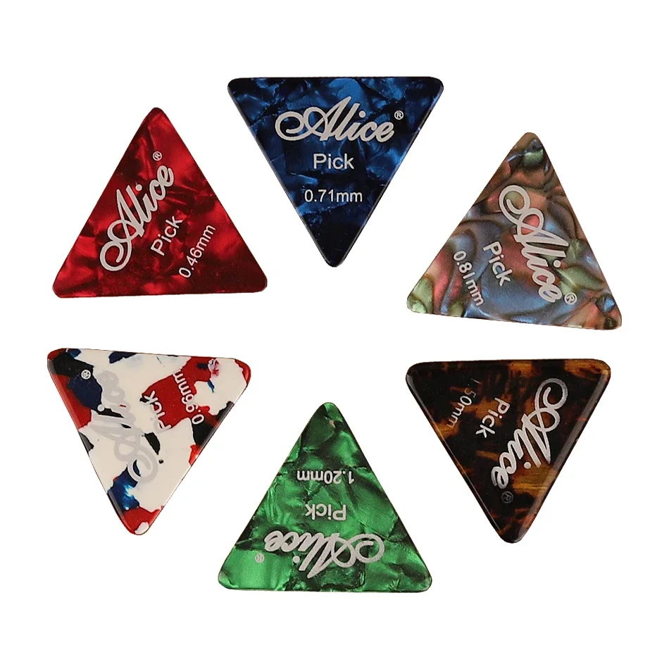 Alice AP-L 30/40/50Pcs Triangle Shape Celluloid Guitar Picks Acoustic Electric Guitar Plectrums 6 Thickness Mixed