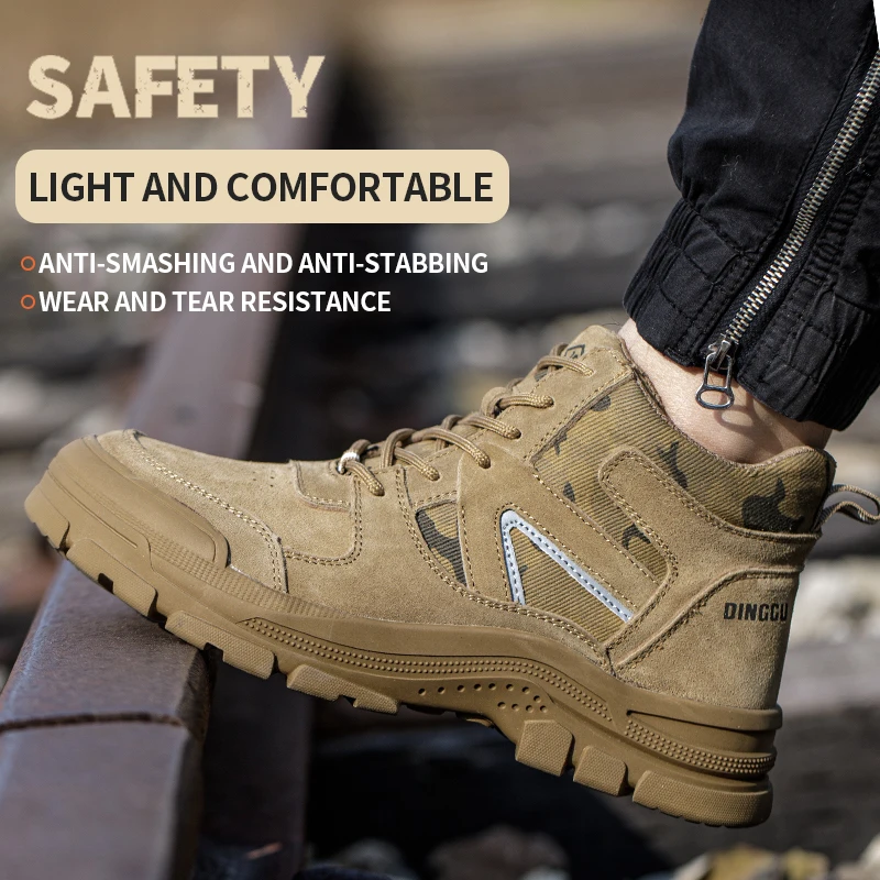 Men's work anti slip, wear-resistant, anti smashing, and anti puncture construction site functional safety shoes