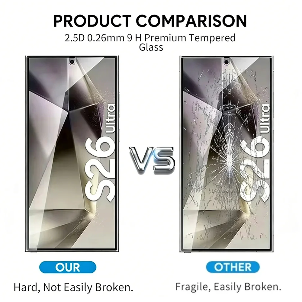 NNBILI 4 SZT. Szkło Hartowane Pełne Pokrycie Ekranu Do Samsung Galaxy S26 Ultra S24 S25 Plus Ochrona Ekranu Przed Odciskami Palców Szkło Ochronne HD — zdjęcie 6