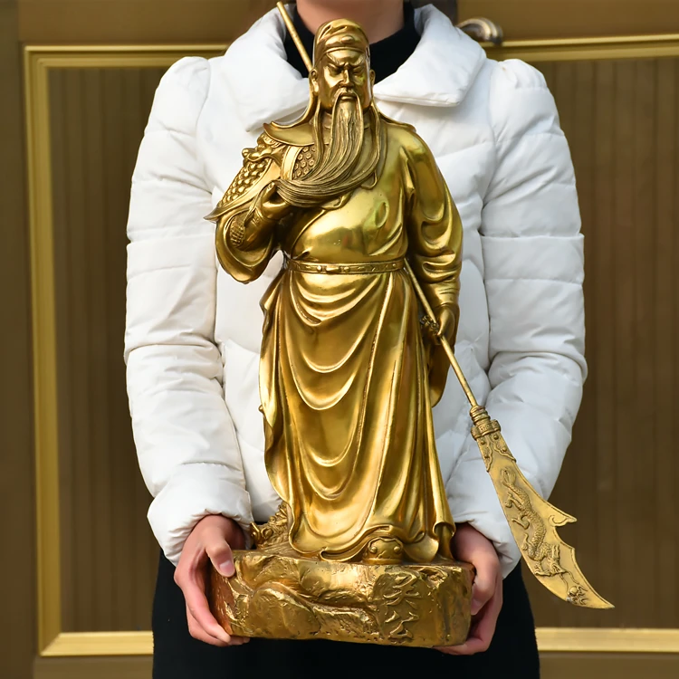 56CM huge #home Lobby The entrance-hall efficacious  Money Drawing Martial god of wealth guan gong Guandi FENG SHUI brass statue