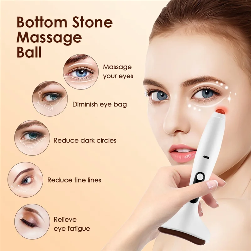 ABGP-Massaggiatore facciale elettrico Gua Sha Strumento per scosse di calore a 9 livelli e pietra Bian per alleviare il gonfiore (viso/collo/occhi)