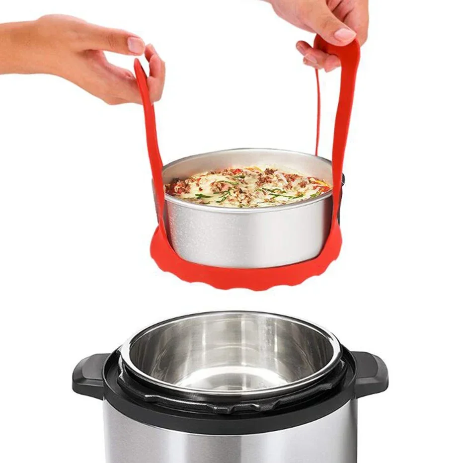 Basedidea Silicone Presser Cooker Sling Food Steam Lifting Handle Heat Resistant Pot Bowl Anti-insulation Handle Grip