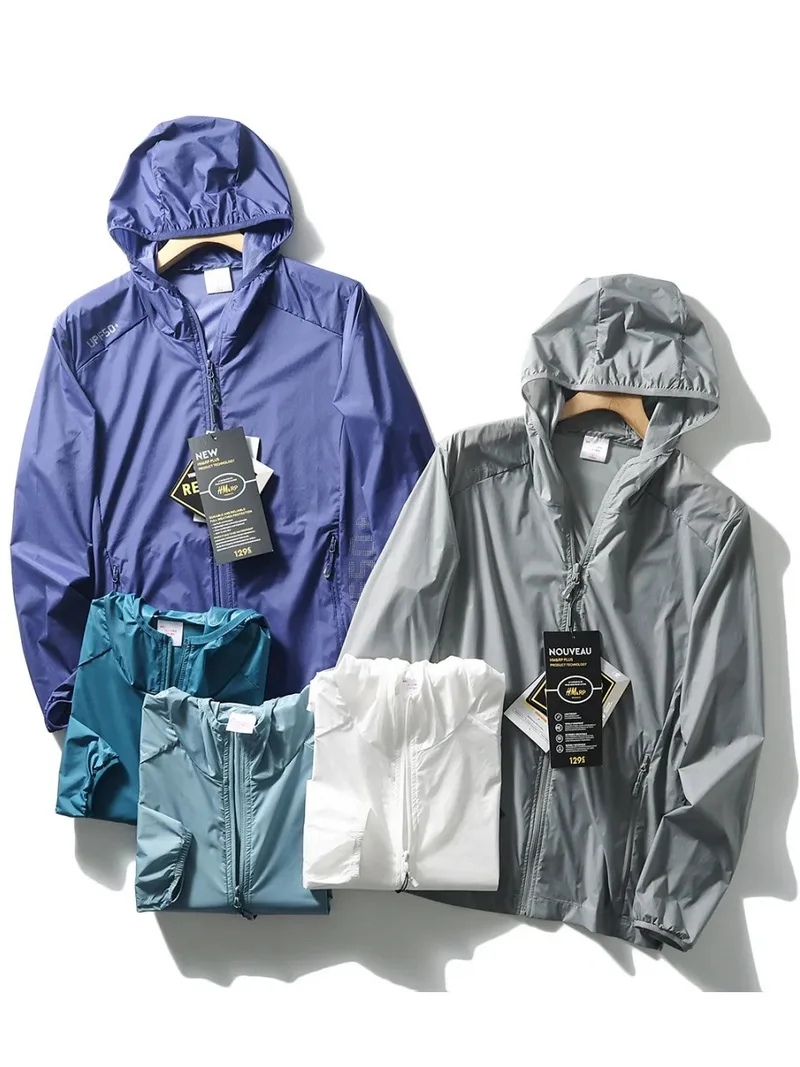 

Summer New Ice Silk Lightweight Waterproof Breathable Sun Protection Fiing Jaet Men's Casual Sports Hooded Skin irt Jaet
