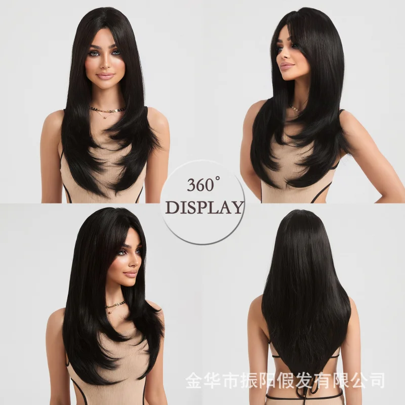 European American -end long straight hair collarbone-length face-slimming inward-curled styleable women's high-tempe