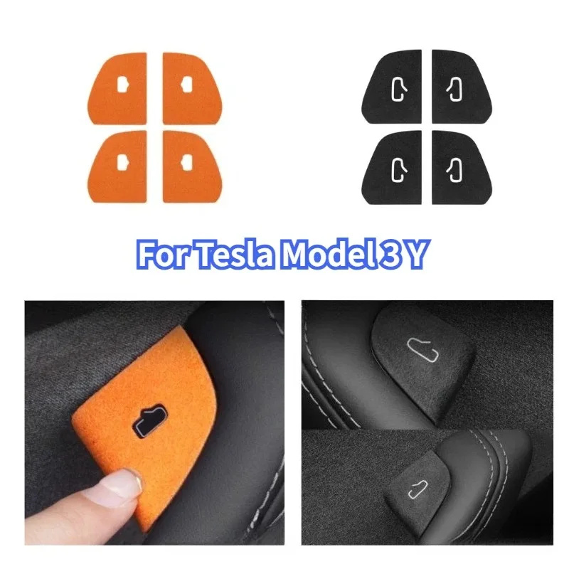 For Tesla Model 3 Y Highland Juniper 2025 Car Interior Suede Door Switch Button Trim Stickers Patch Trim Cover Car Accessories