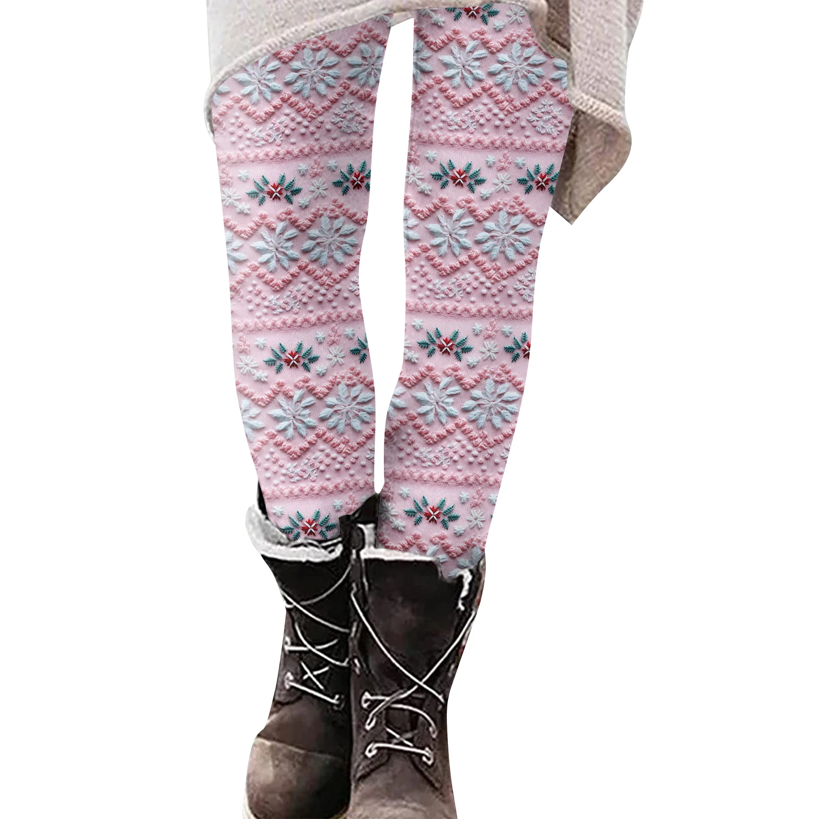 سراويل ضيقة نسائية من البوليستر اللدنة تمتد مرونة الخصر ملابس الشارع الشهير بانت عيد الميلاد ندفة الثلج جرافيك في الهواء الطلق بنطلون 2025