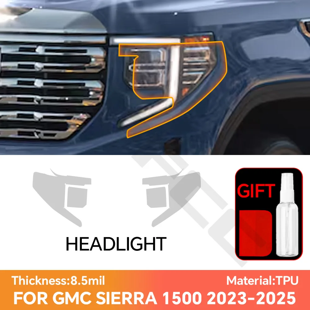 

for GMC Sierra 1500 2023-2025 Clear Headlight Rearview TPU Anti-Scratch Precut Protection Film Car Exterior Wrap Accessories