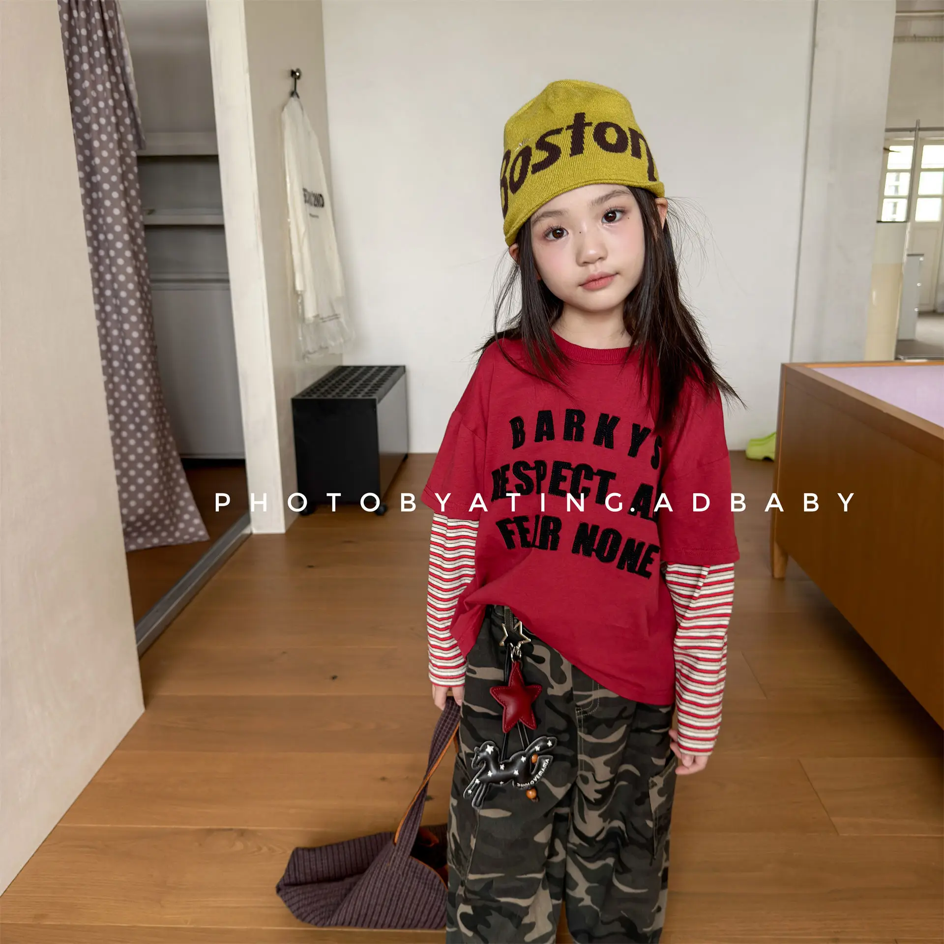 Autumn Children Long Sleeve Casual Tops Boys Girls Letter Print T Shirts Kids Cotton Tee Cotton Baby Loose Shirts 1-8 Years