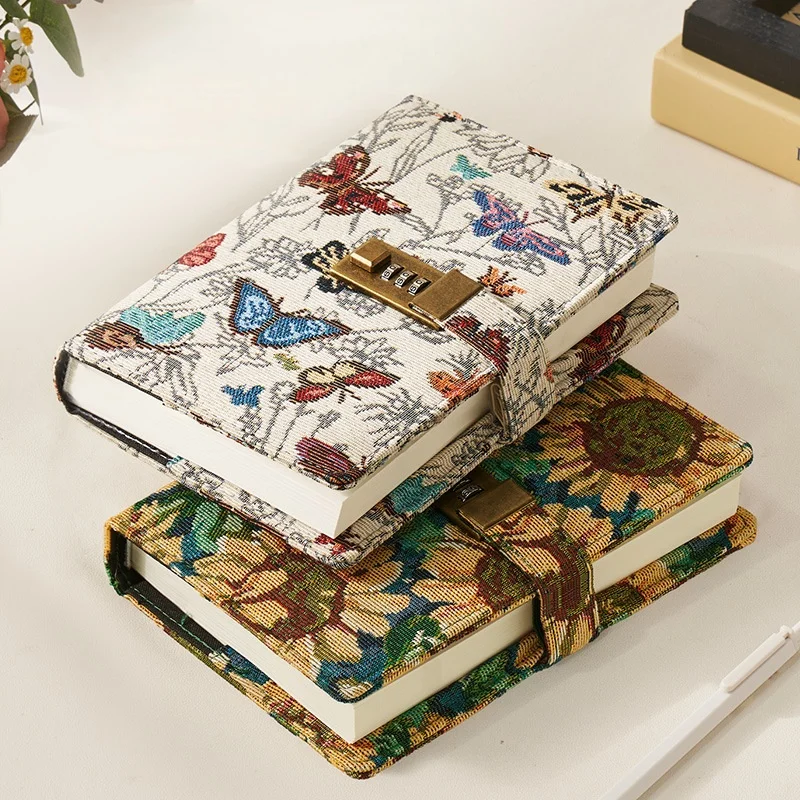 Diary with Lock Journal Notebook B6 School Padlock Note Book Buckle Notepad Spiral Planner Flower Agenda Sketchbook Organizer