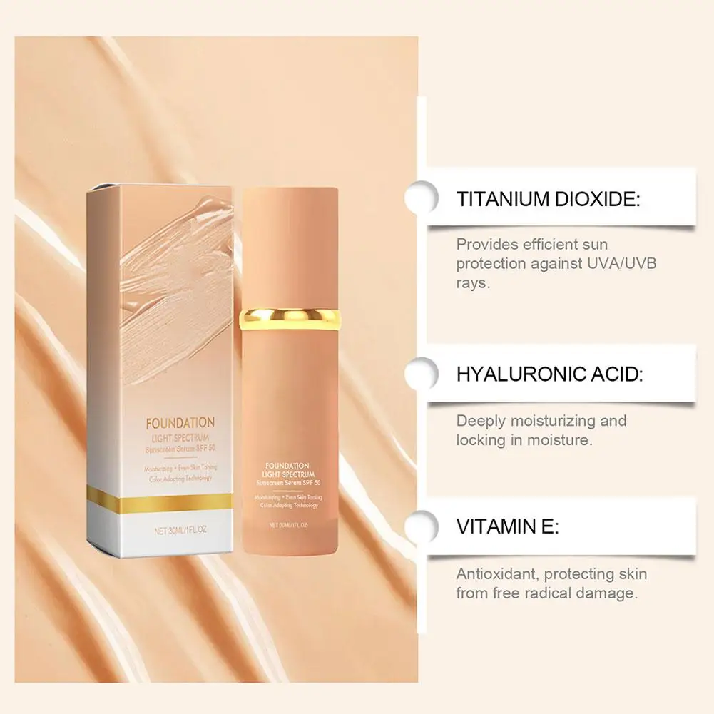 ﻿ كريم أساس سائل 4 في 1 مرطب متوسط التغطية الكاملة خافي عيوب البشرة بعامل حماية من الشمس SPF 50+ كريم أساس مقاوم للماء مكياج طبيعي للوجه