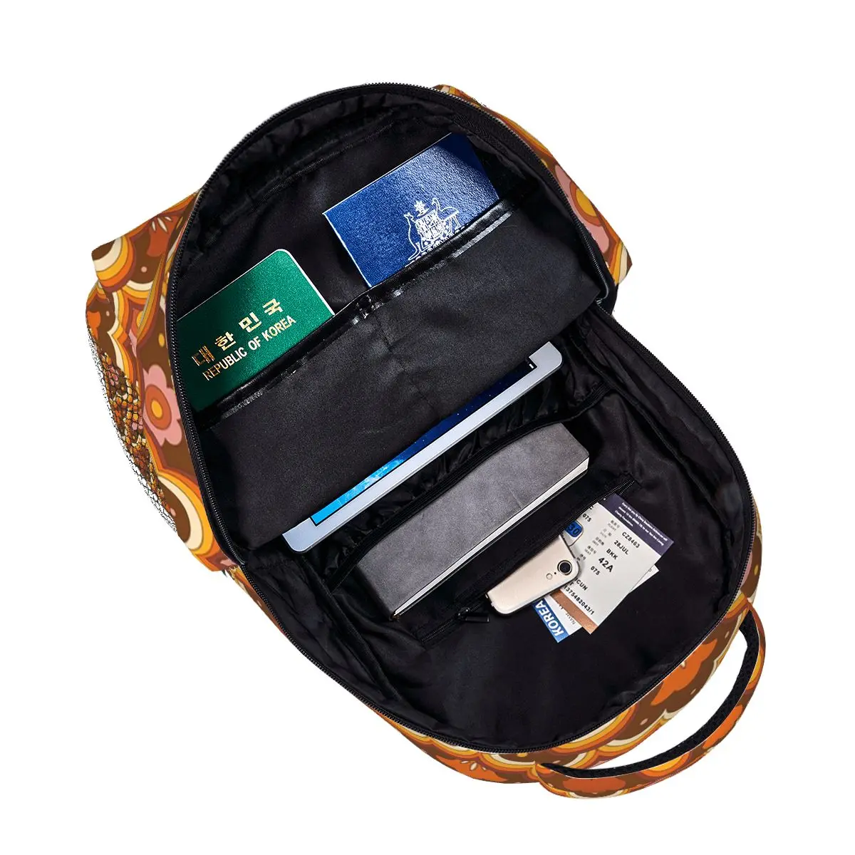 70s 60s ريترو مخدر زهرة السلطة ، الأزهار نمط حقيبة الظهر رائجة البيع Daypack سعة كبيرة الأطفال BookBag حقائب كتف #6