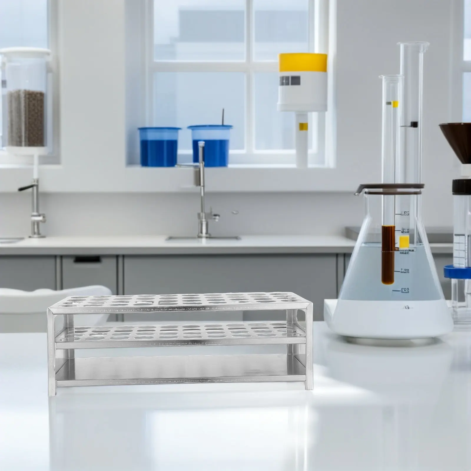 Laboratory Multifunctional Aluminum Tube Rack 40 Compartment Test Tube Stand Lab Equipment Organizer Scientific Lab Pipe Holder