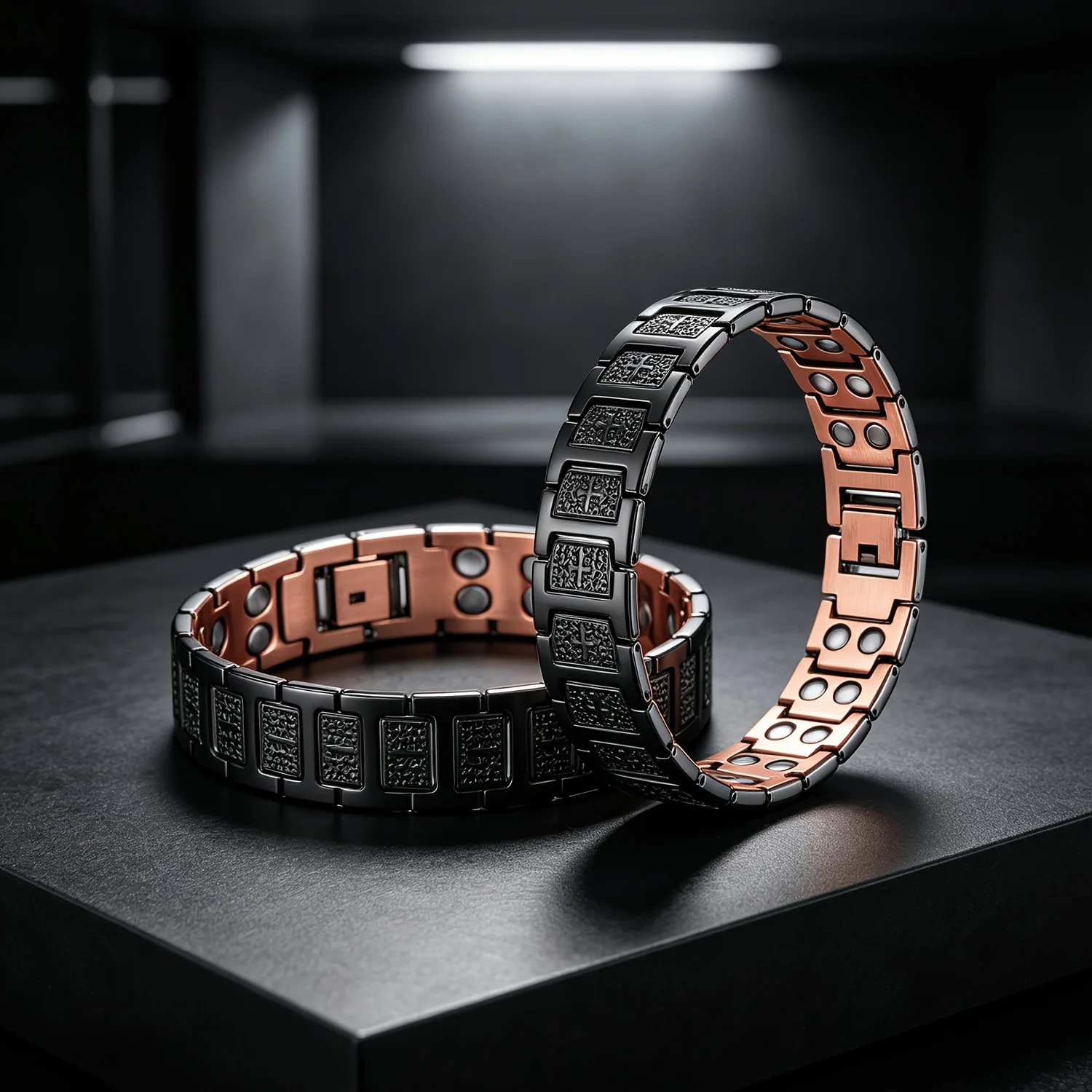 Men's Solid Copper Double-Row Magnet Bracelet, Comes with a Free Size-Adjustment Tool-A Perfect Christian Religious Jewelry Gift