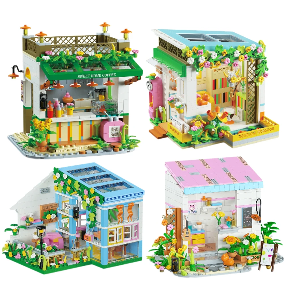 Mini Building Blocks Leftover Stock View Animal Fruit Flower Bouquet Dog Santa Series Home Secor Mini Gift Model Children's Gift