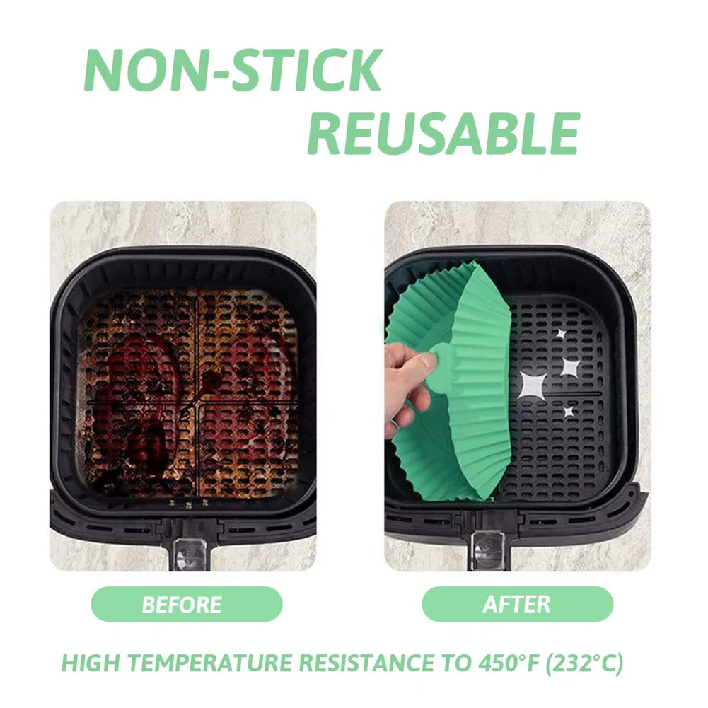 Fodera per friggitrice ad aria A86I, pentola per friggitrice ad aria in silicone riutilizzabile da 10 pollici, design con filtro olio antiaderente, 22 cm per friggitrice ad aria marrone