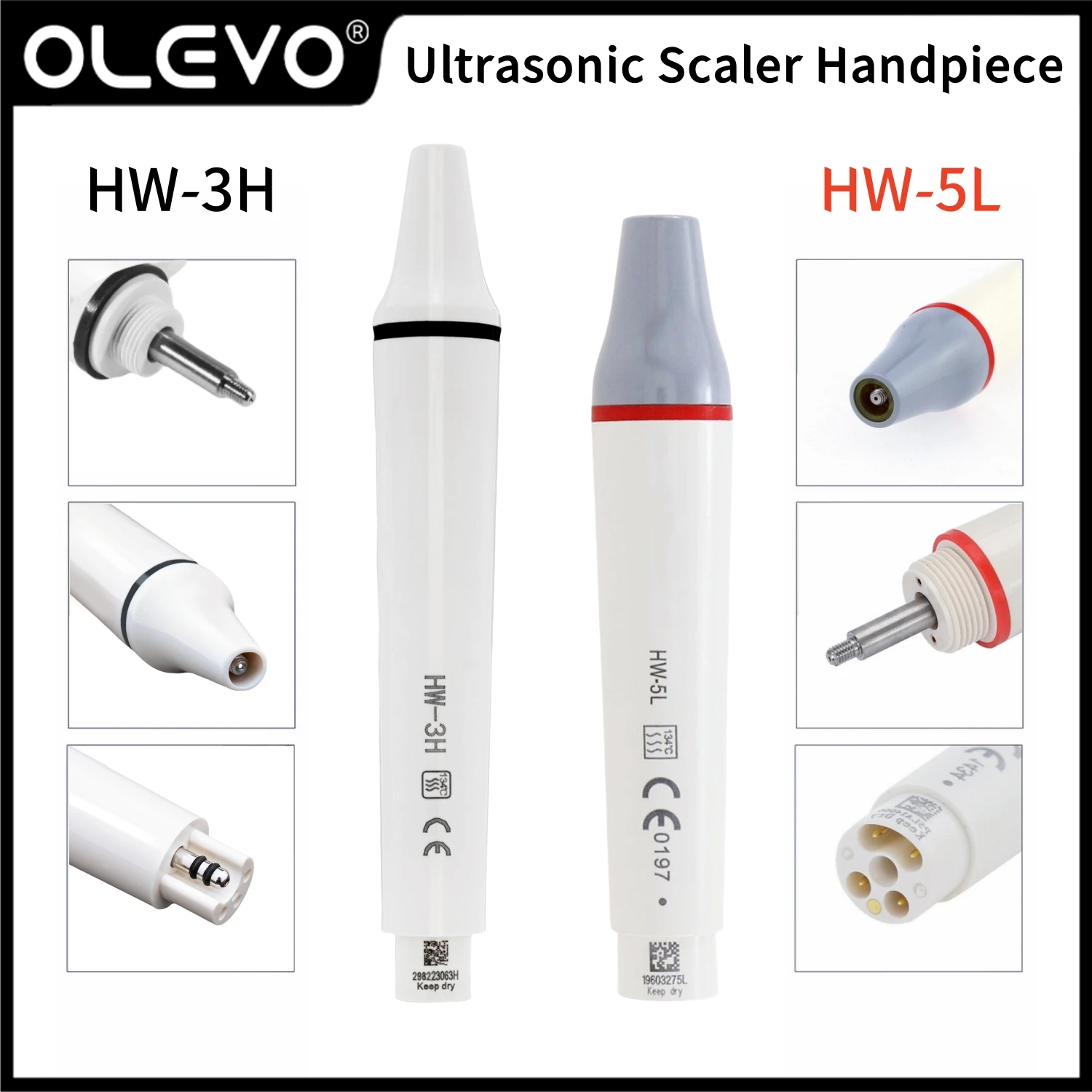 

Dental Ultrasonic Scaler Handpiece HW-3H HW-5L Detachable LED Handle Fit for EMS WOODPECKER Teeth Whitening 135° Sterilized