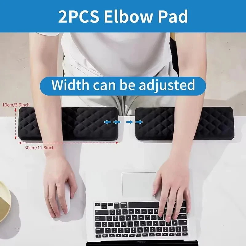 2 Pack L-Shaped Keyboard & Mouse Pad Set, Memory Foam Ergonomic Desk Edge Cushion, Wrist Rest & Elbow Pillow for Gaming, Office,