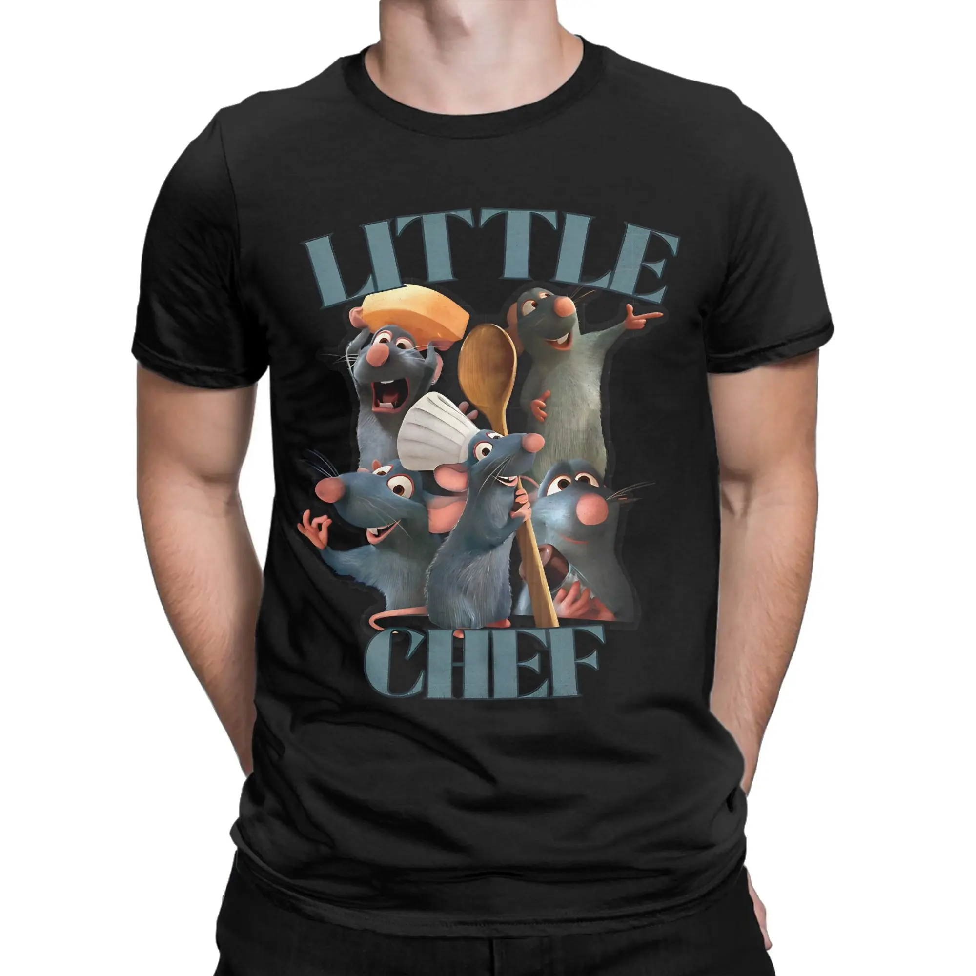 Little Chef, Remy T-Shirts für Männer und Frauen, Ratatouilles Crazy T-Shirt aus reiner Baumwolle, O-Ausschnitt, kurzärmeliges T-Shirt in Übergröße – Detail 3
