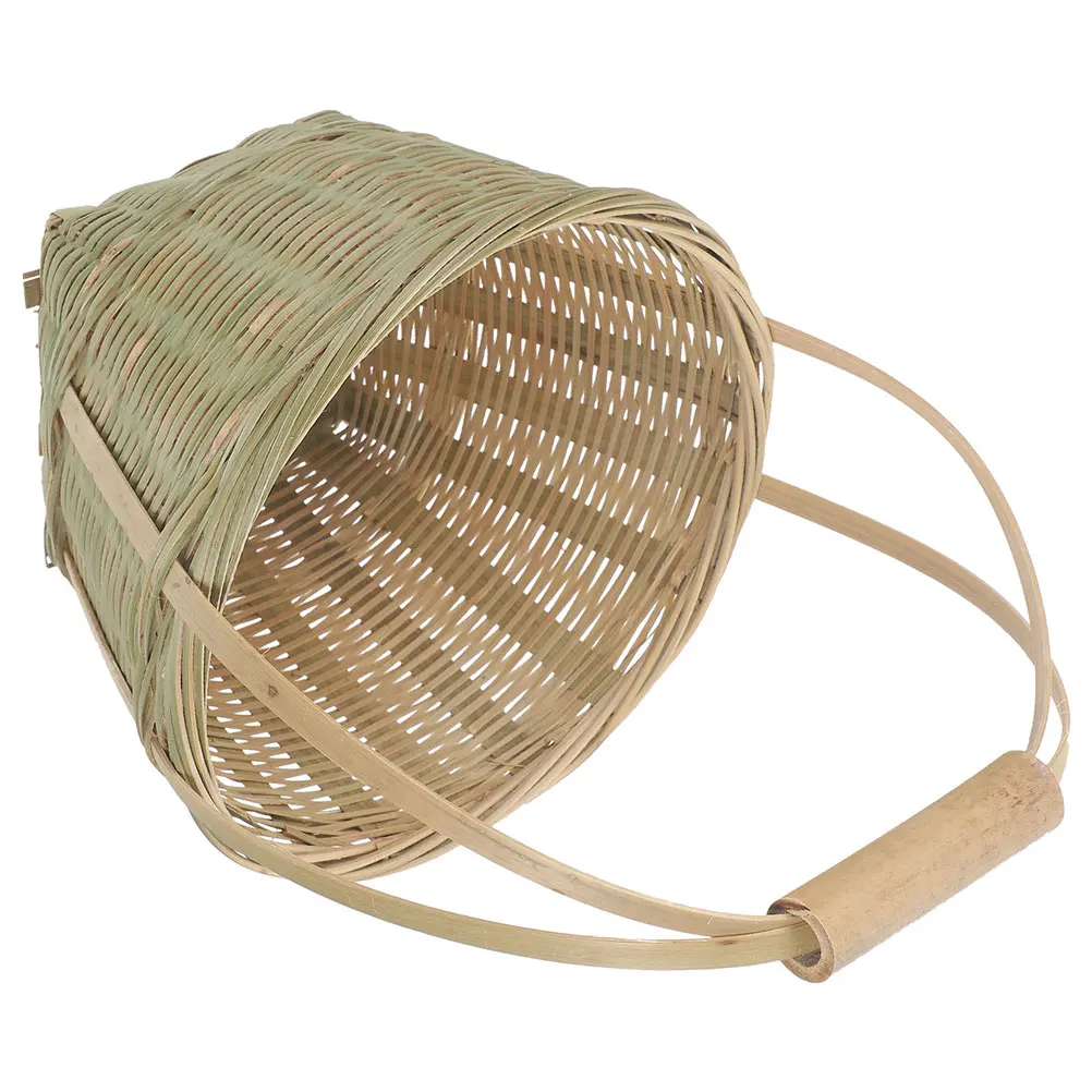 

Bamboo H Woven Basket Picnic Camping Storage Snacks Fruit Vegetable Bread Party Home Lightweight Durable Reliable
