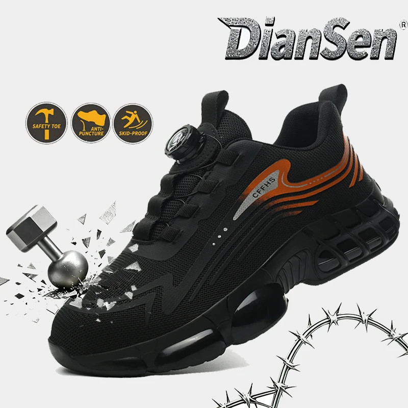 

en's Steel Toe Safety Boots Anti-Smash Puncture Proof Work Shoes Heavy Duty Non-Slip Ankle Boots for Construction Hiking Outdoor