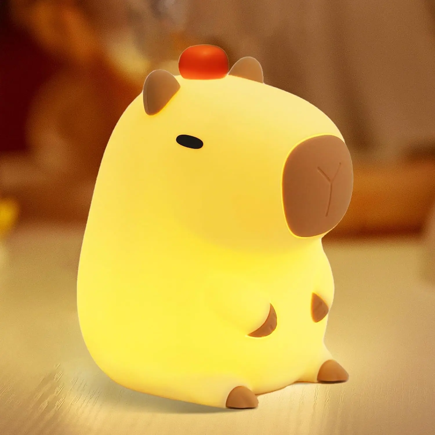 Silicone Capybara Night Lights Portable USB Rechargeable Animal Touch Control Lamp with Timing Function for Home Bedroom Decor