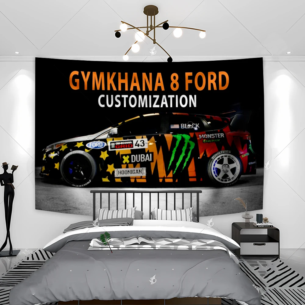 Hoonigans Racing Car Banner Polyester Printing Garage Or Outdoor Decoration Wall Hanging Tapestry