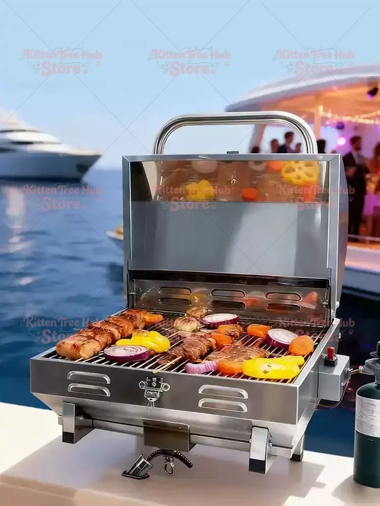 Grill with Inclined Bracket Mount - Propane Gas Grill Boat Accessories