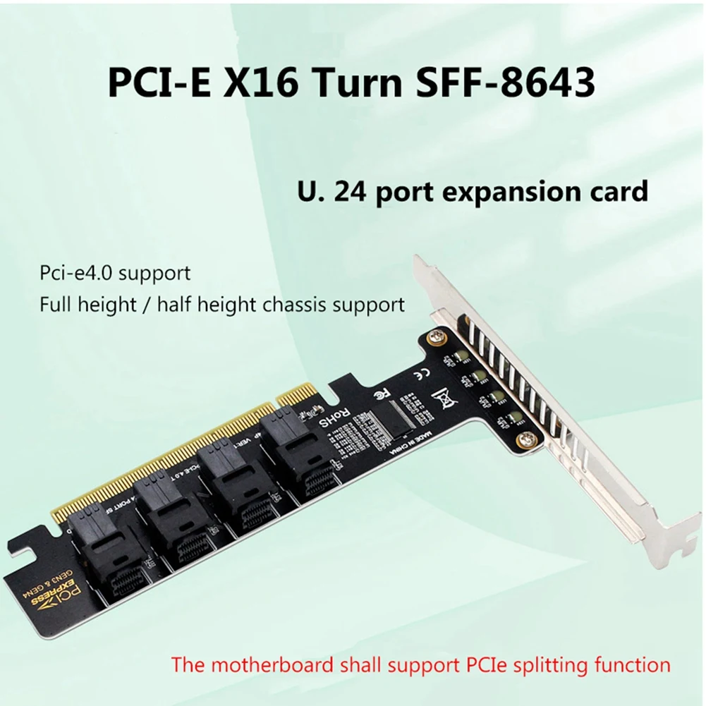 1 Uds PCI-E 16X a cuatro U.2 NVME SFF-8643 PCIe SSD tarjeta adaptadora PCIE 4,0 tarjeta divisora para placa base SSD SFF-8639