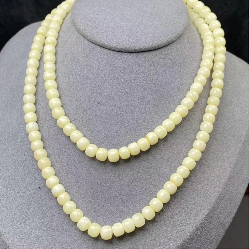 Natural Old-Type 108 Pieces String White Small Beads Handmade Honey Wax Bead Chain