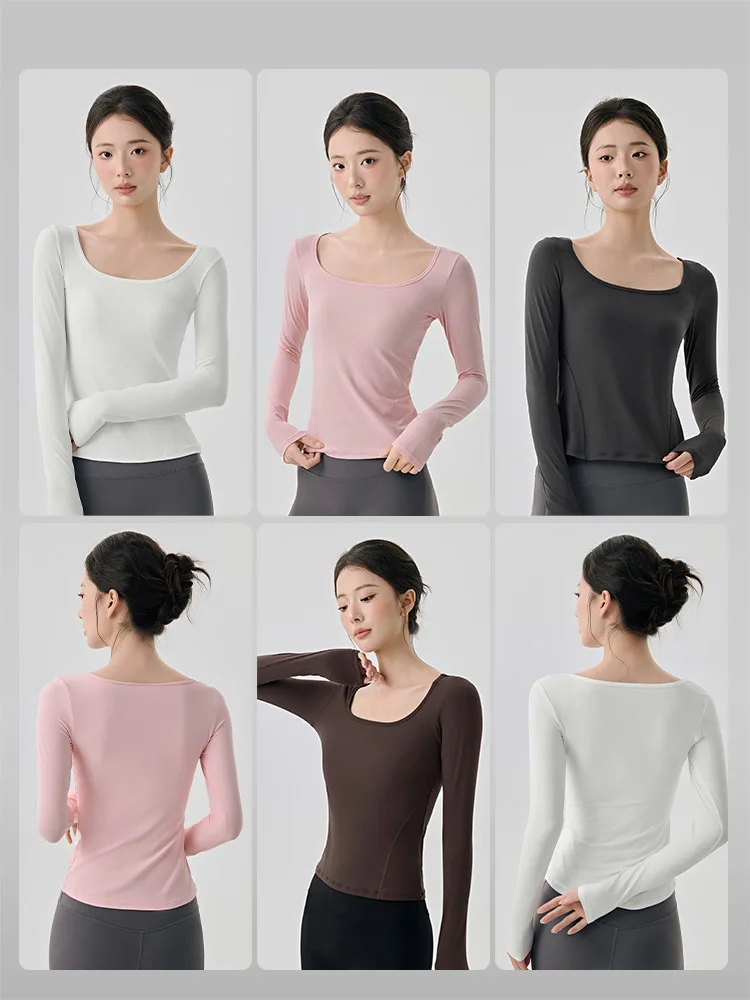 Dopasowana koszulka do biegania z długim rękawem, lekka, oddychająca, warstwa bazowa do pilatesu, modna odzież damska, premium F...