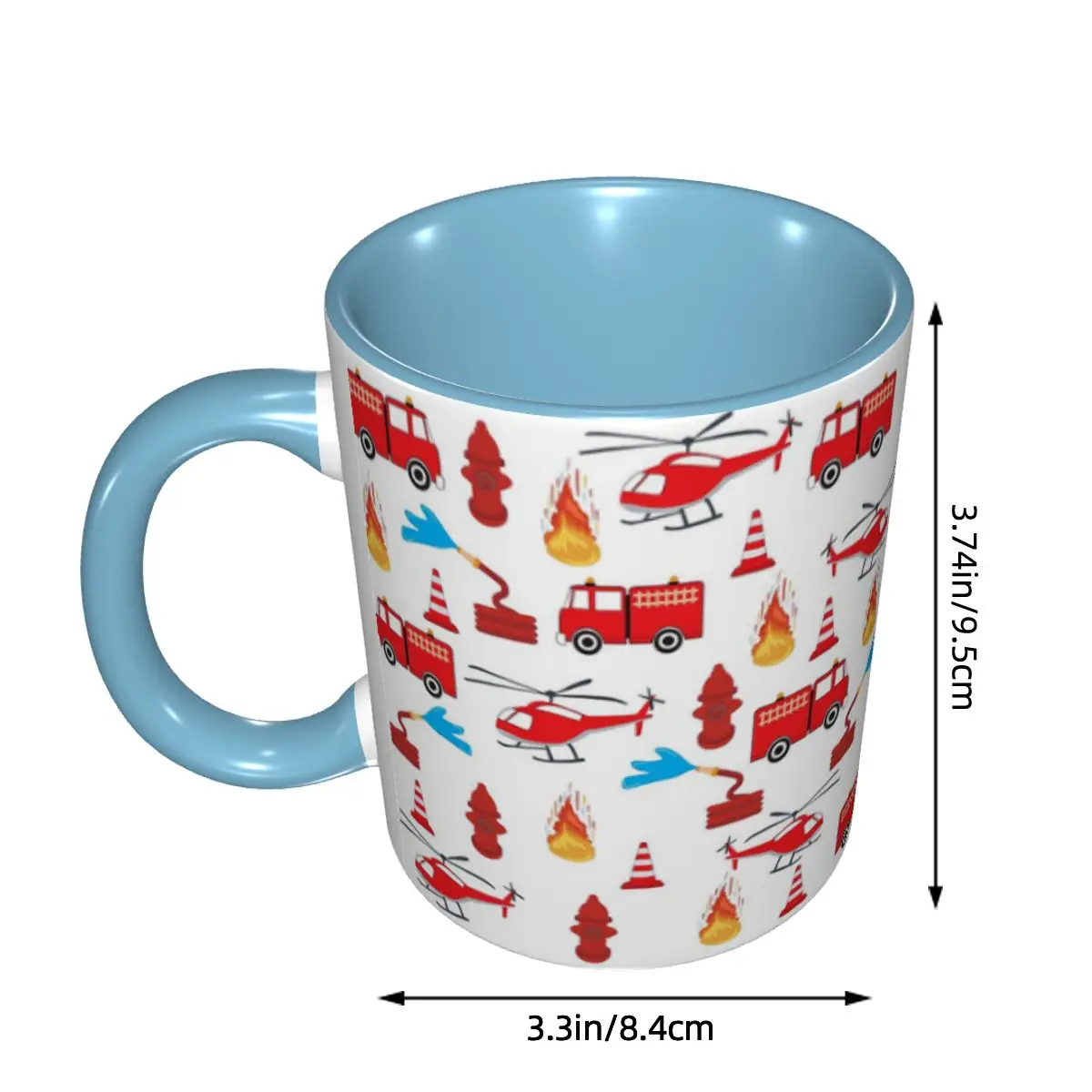 Red Transport Fire Truck Engine Brigade Mug Funny Ceramic Coffee Cups Tea Mugs Milk Cup Drinkware Gift for Woman Man