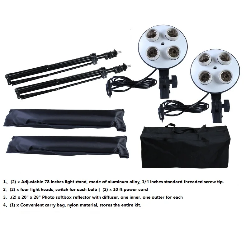 20 X 28 Softbox Photography Light Kit Photo Video Equipment Soft Studio Continuous Lighting Kit(Does Not Contain Bulbs)studio