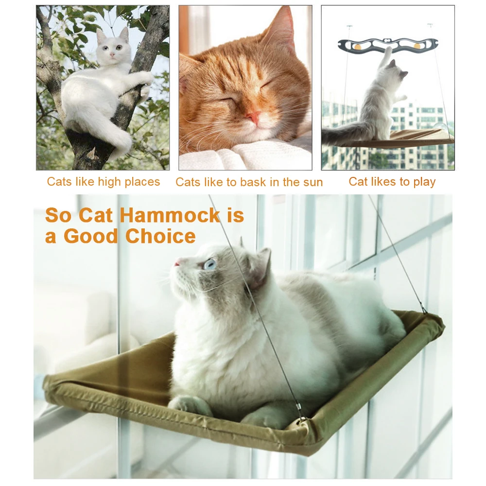 Window Hammock Cat Hanging Beds With Mat Shelf Seat Bed Cat Nest Bearing 17.5KG Pet Hammock Bed For Cats