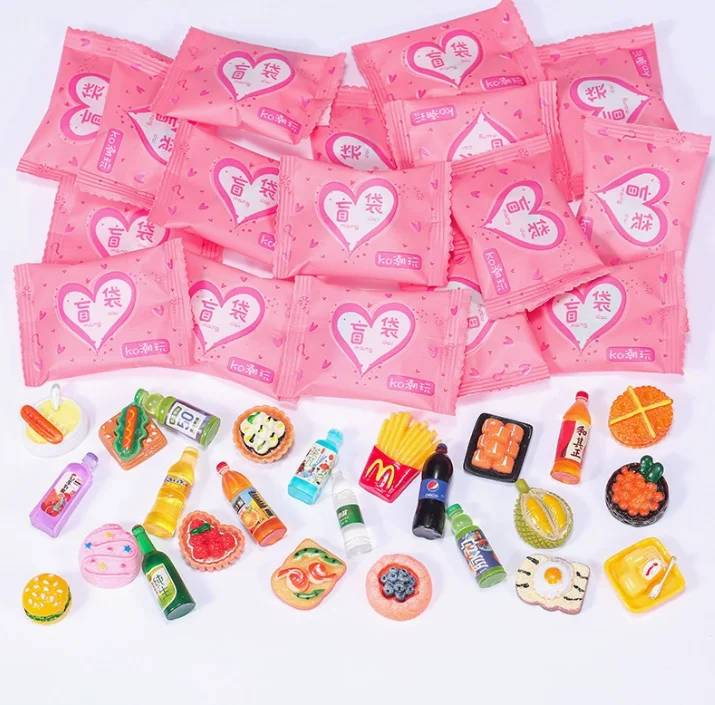 Bolsa de Juguetes de Comida en Miniatura de Estilo Aleatorio, Mini Modelos de Juguetes de Simulación, Aperitivos de Supermercado, Bebidas, Botellas de Vino, Joyería, Pequeños Adornos